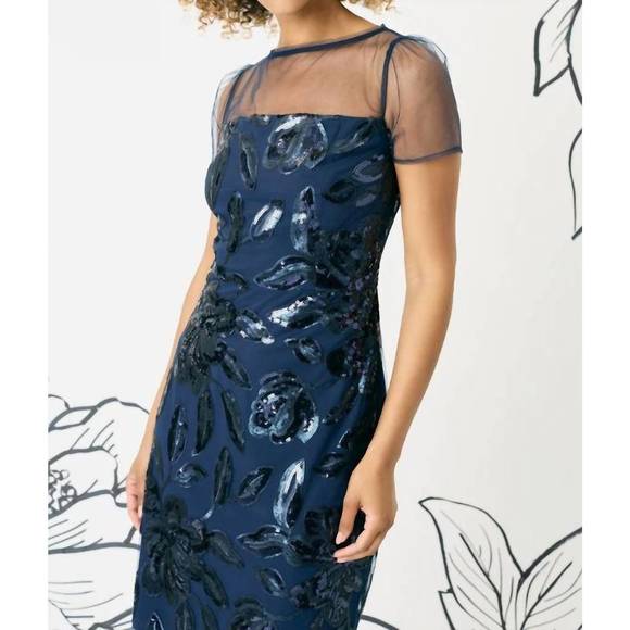 NEW MAGGY LONDON leonelle navy floral dress in navy - Picture 2 of 3